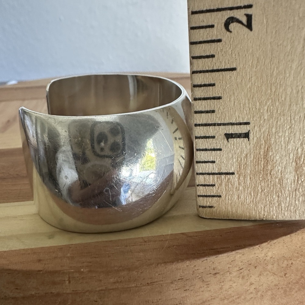 Tom Hawk Signed Navajo Open Cuff Bracelet 5.75 Modernist 925 Sterling 55.0g - Picture 10 of 13